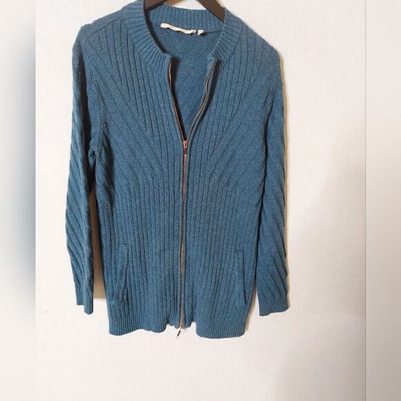 - Soft‎ Surroundings grannycore full zip sweater cardigan sz LG - Picture 1 of 9